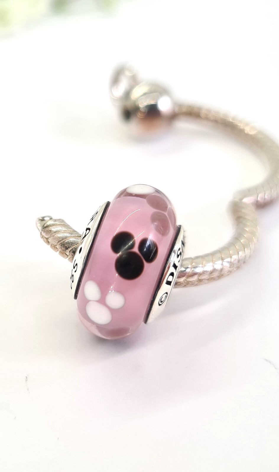 Authentic Pandora Disney Mickey Mouse Icon Pink Murano Glass Parks Exclusive