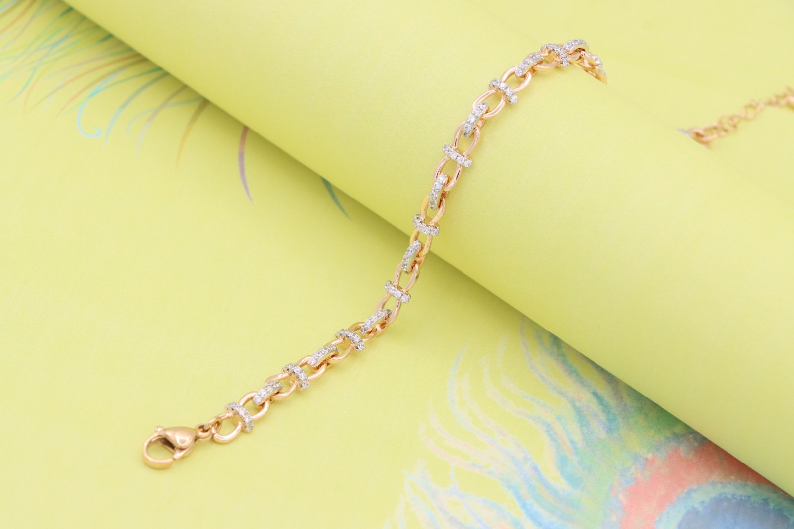 Elegant Rose Gold Bracelet with Sparkling Link Detailing, XPBL0839