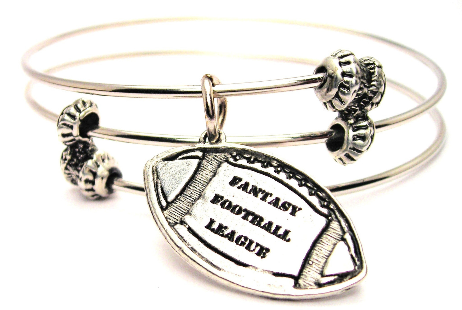 Fantasy Football League Triple Style Bangle Bracelet