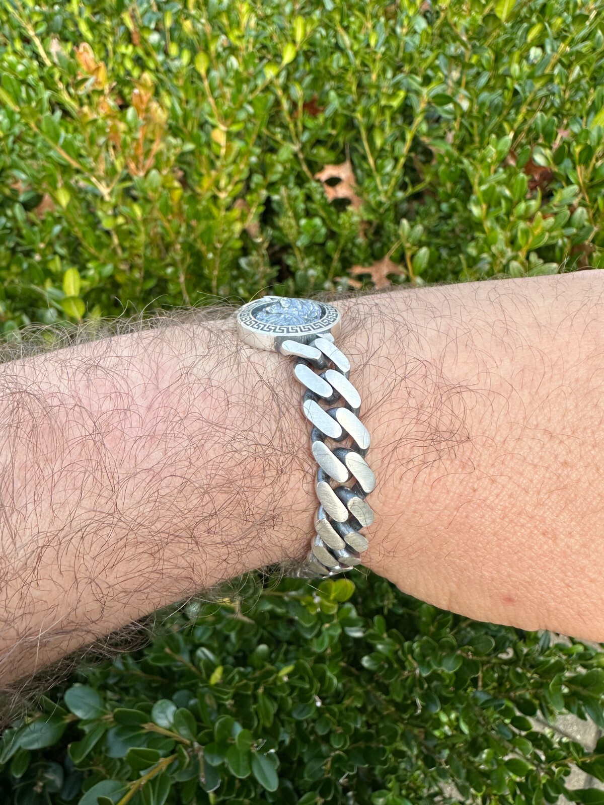 Real Mens Miami Cuban Link Bracelet W. Lion Solid 925 Sterling Silver Box Clasp