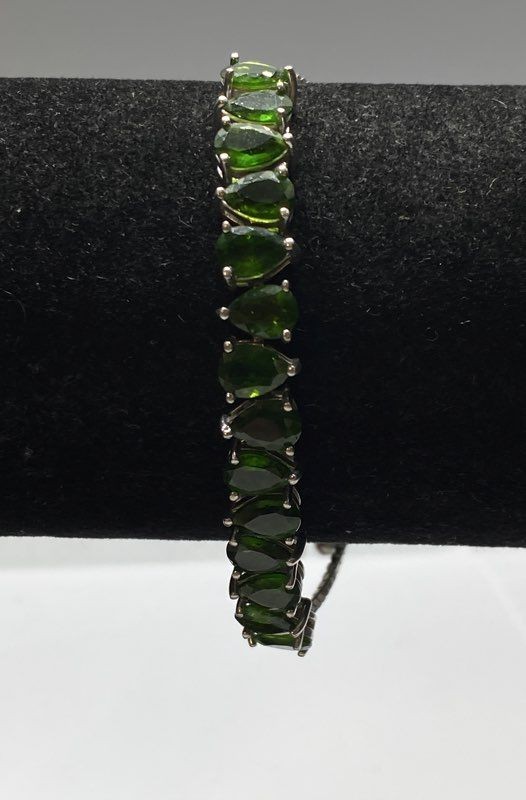 D.K. Sterling Silver Diop Side Pear Shape Stones Pull & Slide Bracelet 11.0g