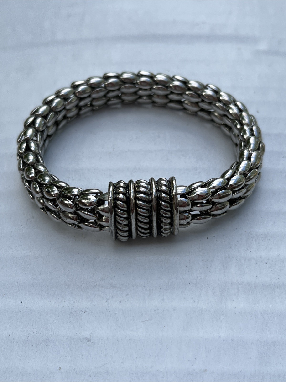 VINTAGE MESH STRONG MAGNETIC CLOSURE SILVER TONE BRACELET Luxury Look Alike