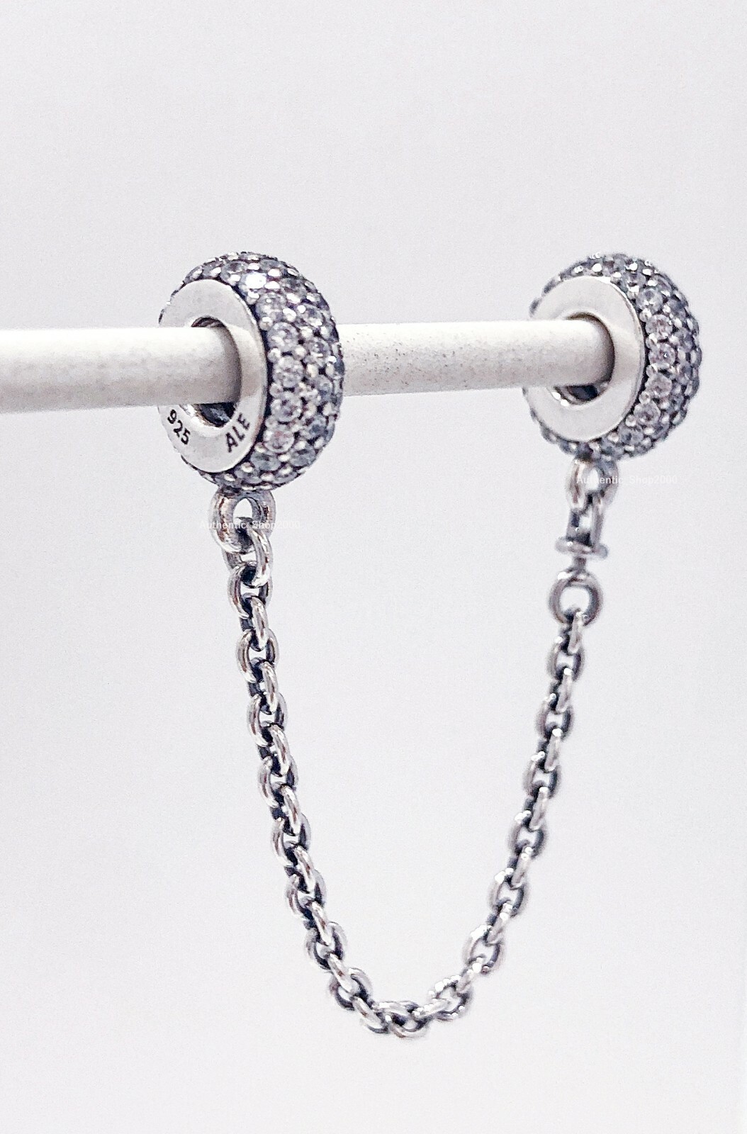 NEW Authentic PANDORA 925 Silver Sparkle Pave CZ Safety Chain Charm 791736CZ