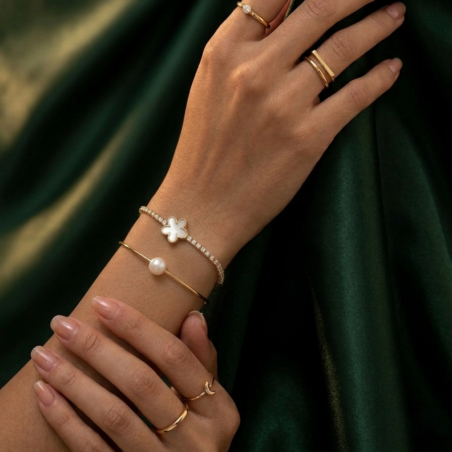 Anti Tarnish Tennis Bracelet, Premium Stainless Steel, 18K Gold Plated Jewellery