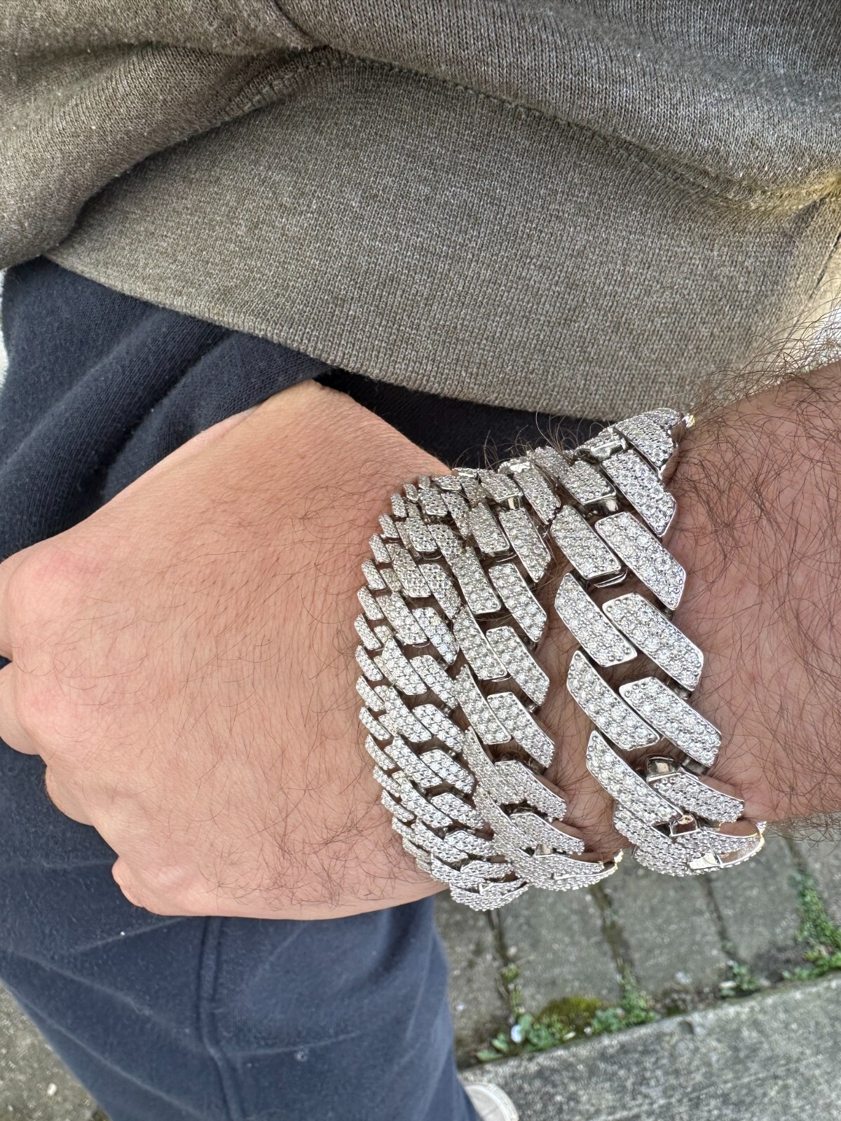 MOISSANITE Real Miami Cuban Link Prong Bracelet Iced Solid 925 Sterling Silver