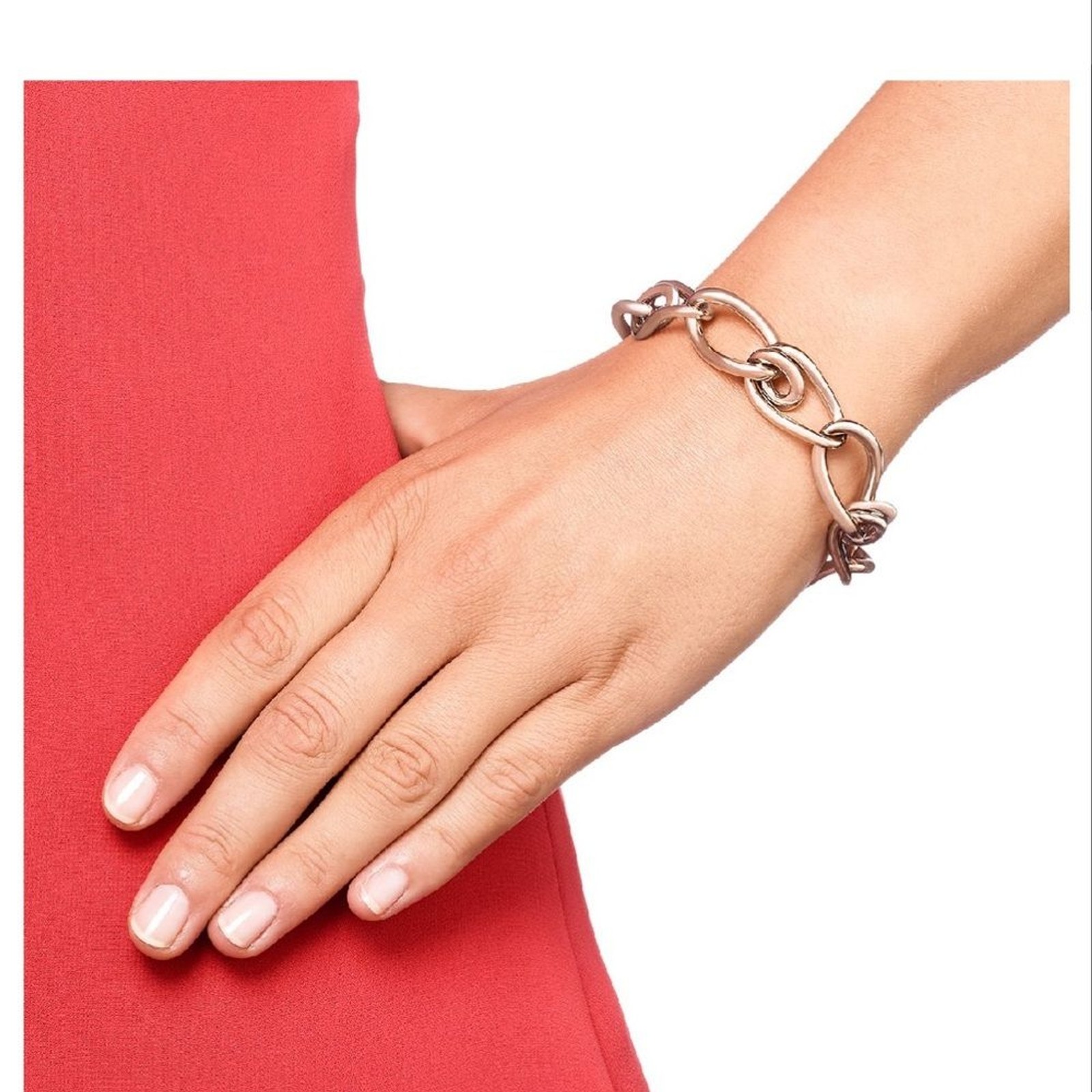 FOSSIL Rose Gold Chain Link/ Toggle Bracelet made of Stainless Steel EUC