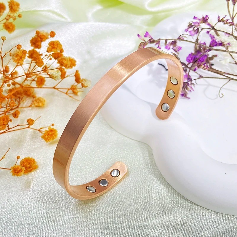 Pure Copper Magnetic Flat Bracelet Arthritis Pain Therapy Men Women Cuff