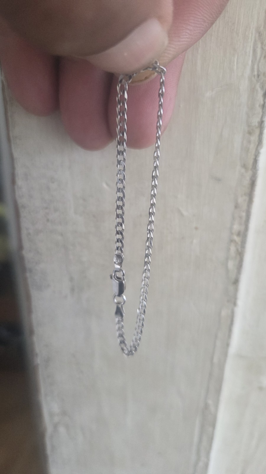 7 in Sterling Silver 925 Curb Link Chain Bracelet, Lobster Clasp, Signed 3mm
