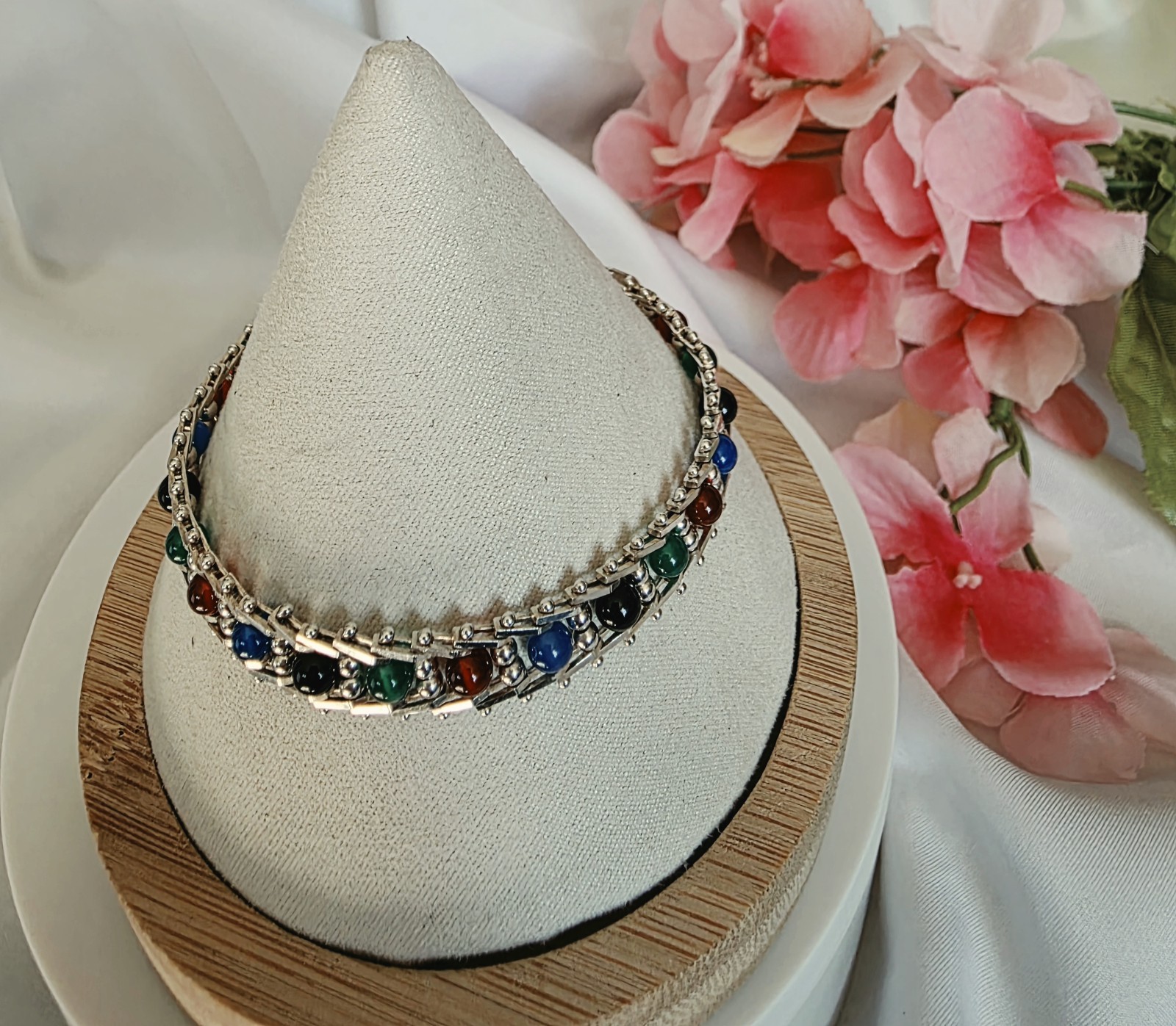 Milor / Italy 925 Sterling Silver Multi Color Ball Bracelet