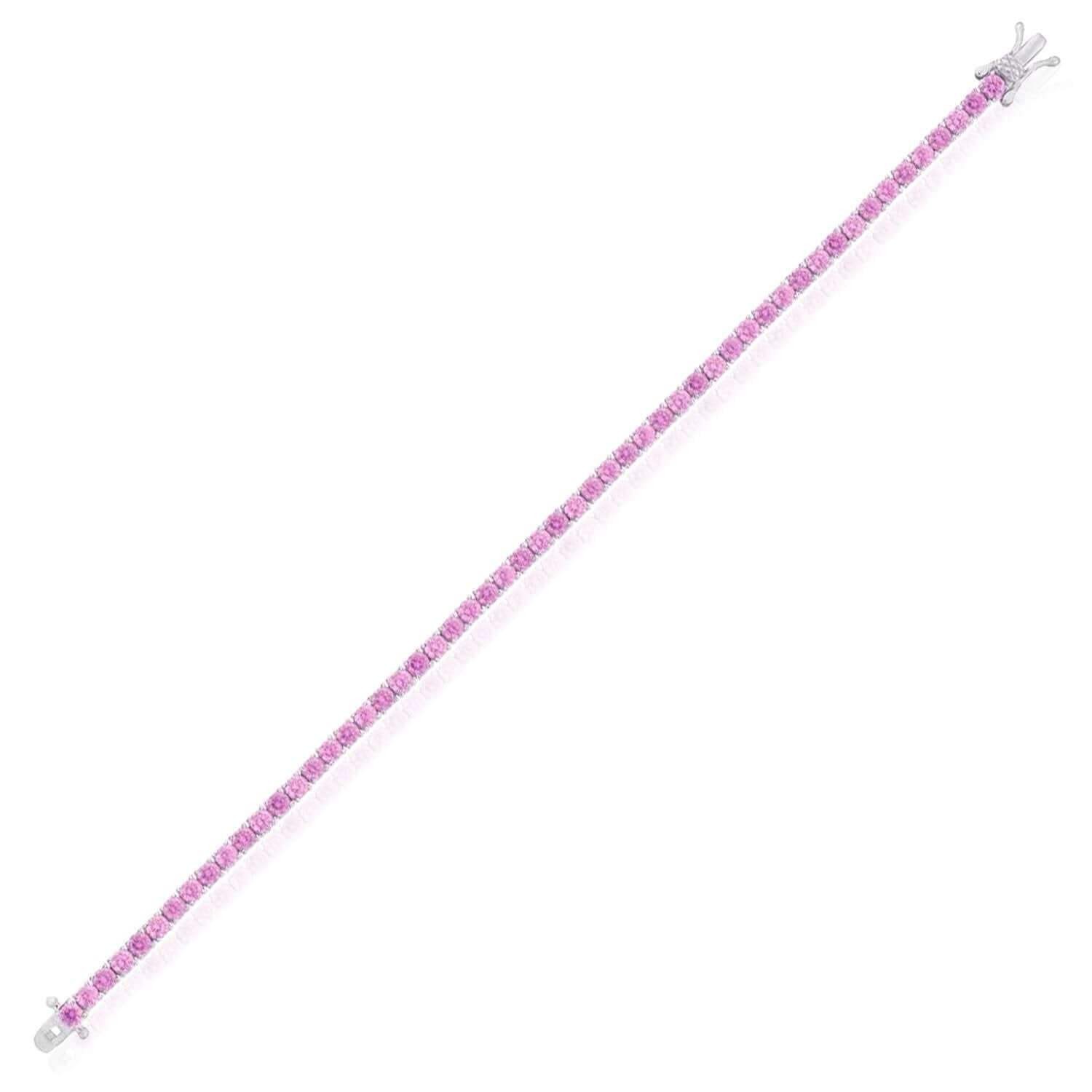 Sterling Silver 7″ CZ Tennis Bracelet – Pink or Purple Stones, Italian Made