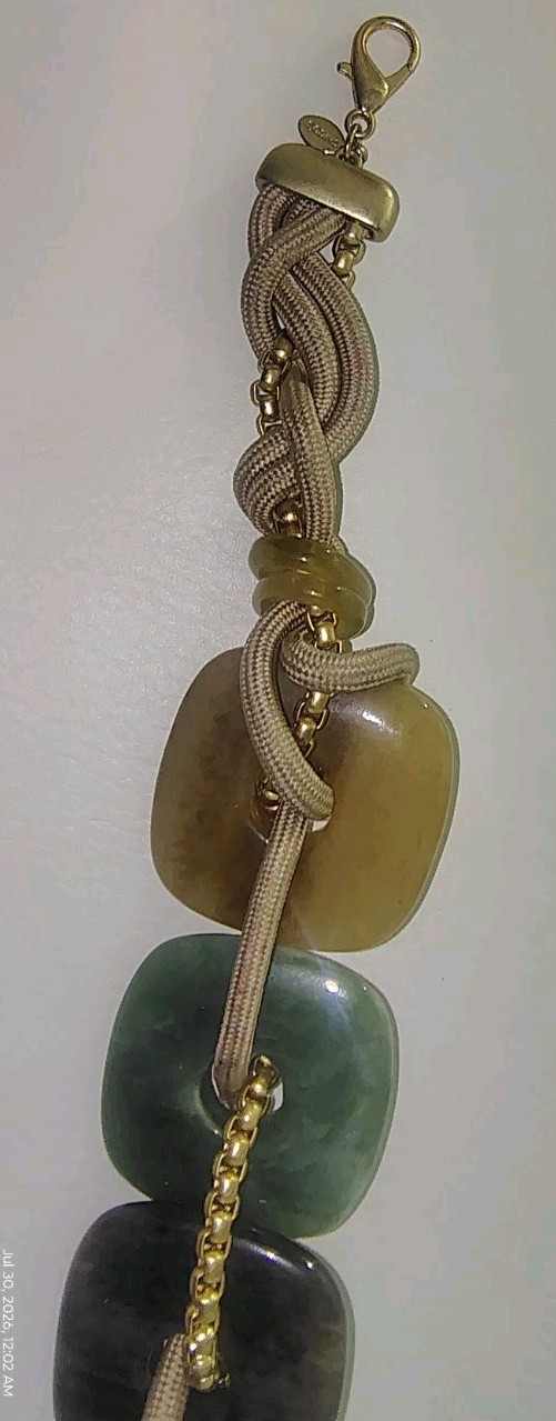 Chico’s Multicolor Beaded Metal Chain Bracelet Adjustable Lobster Clasp