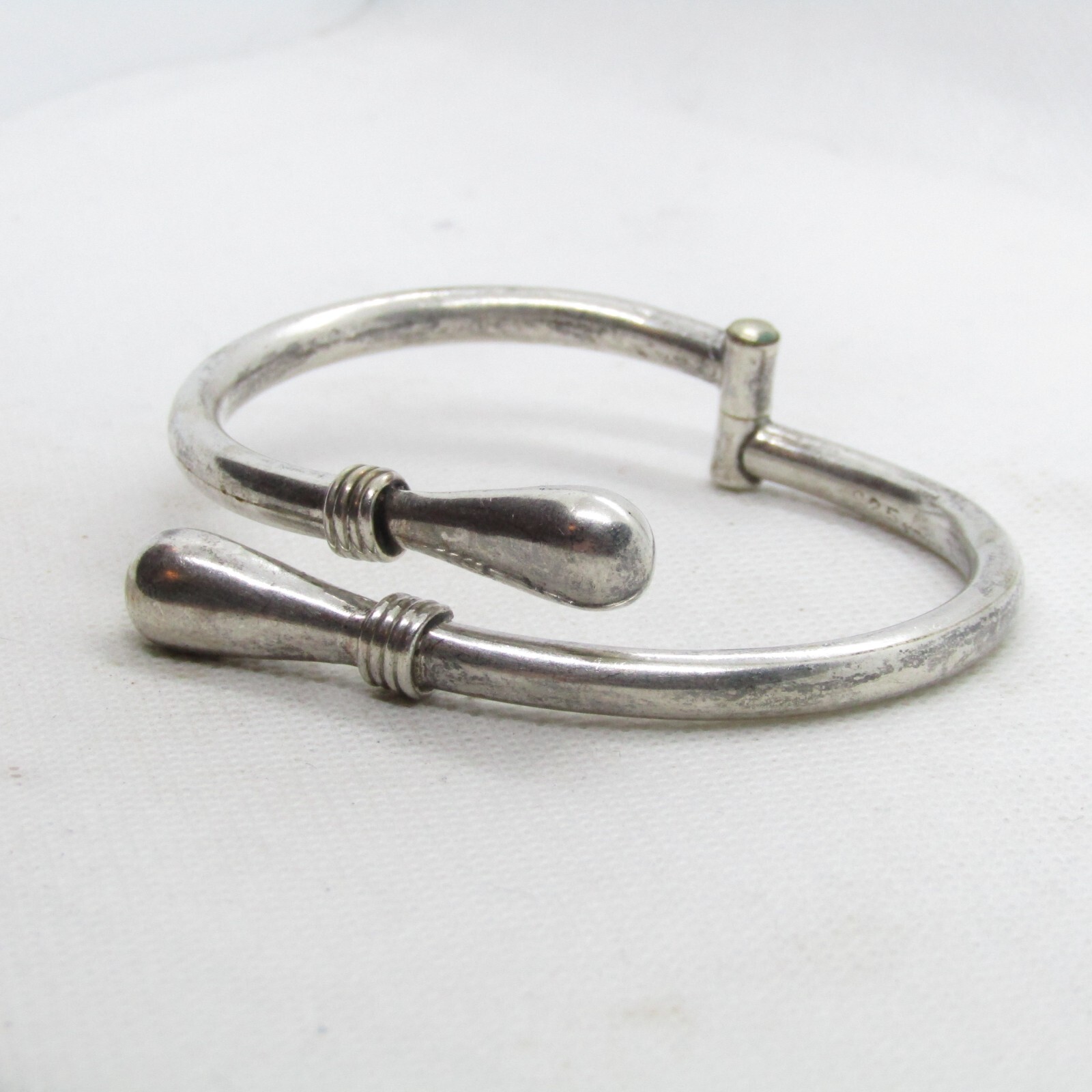 Mexico Sterling Silver 925 Hinged Bangle Bracelet 7″ Adjustable K6787