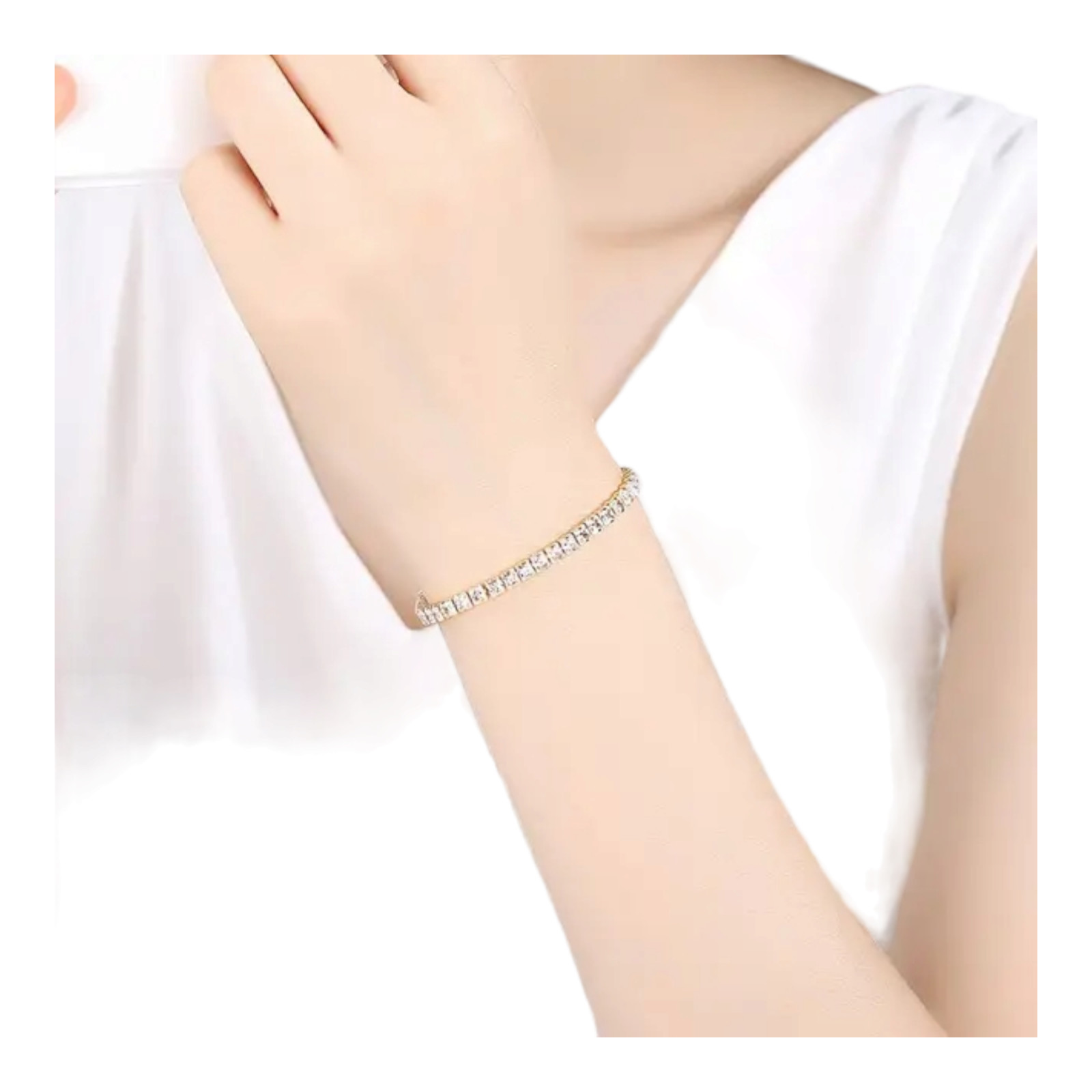 Gold Plated Tennis Bracelet With Cubic Zirconia Unisex Hip Hop Jewelry Women Men