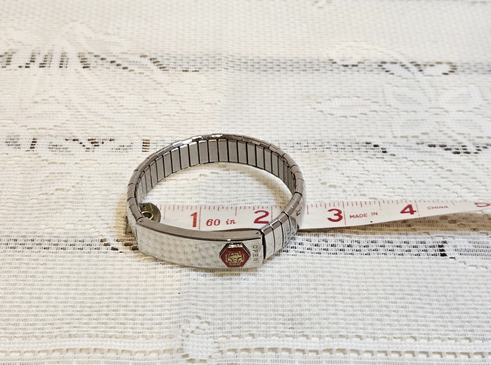 MEDICAL ALERT ID Diabetic Stainless Steel Silver Tone Expansion Bracelet
