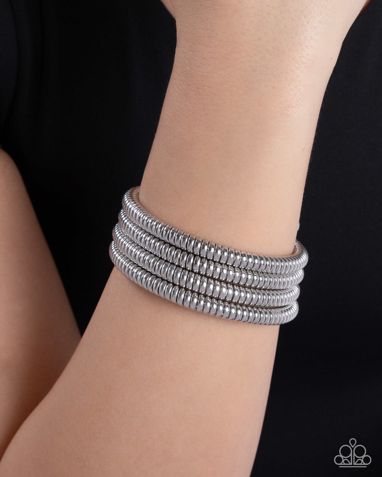 Paparazzi Casual Coils – Silver – Glistening Cap Fittings – Silver Beads – Coil