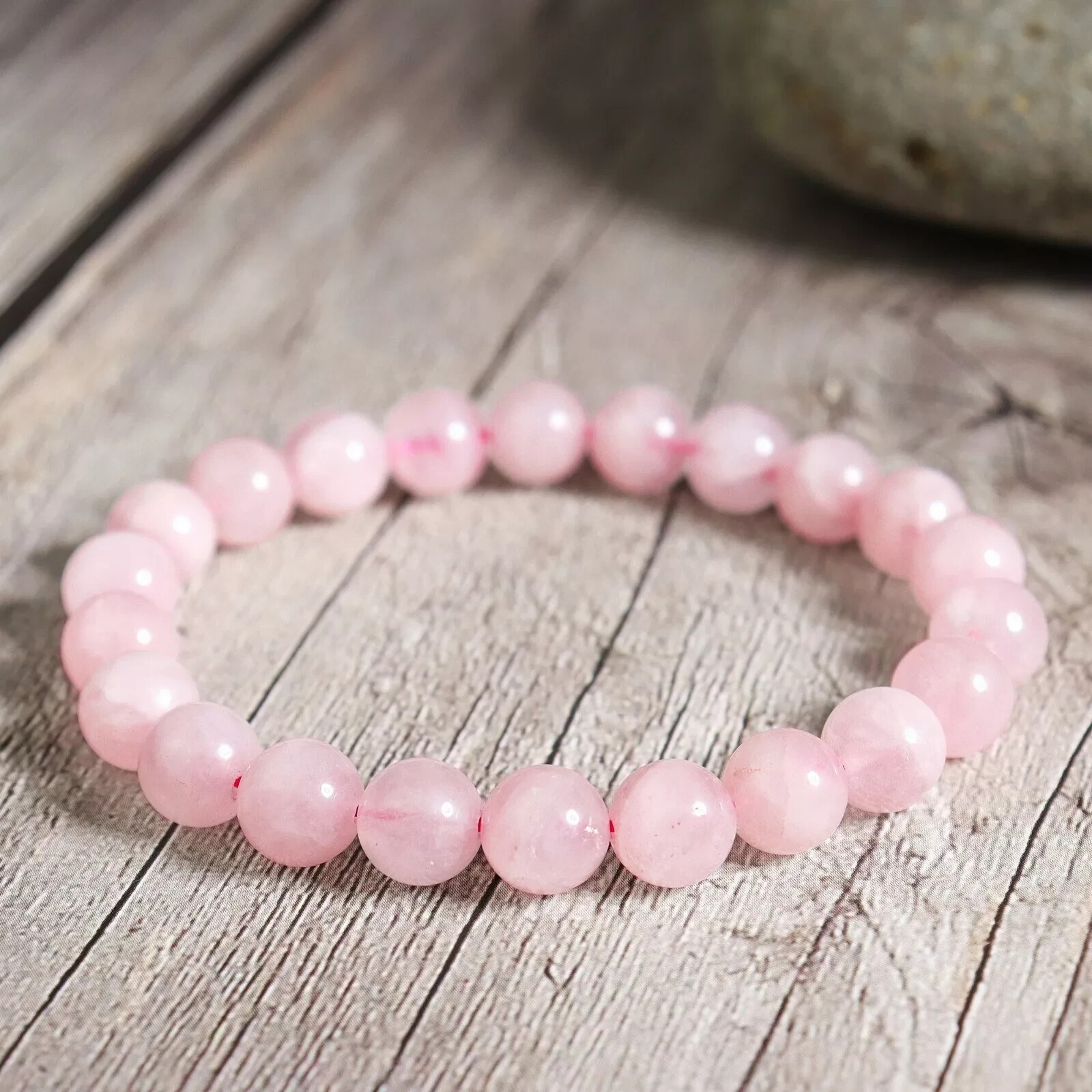 Natural Rose Quartz Stone Bracelet 8mm Beads Pink Crystal Women Bracelet Gift