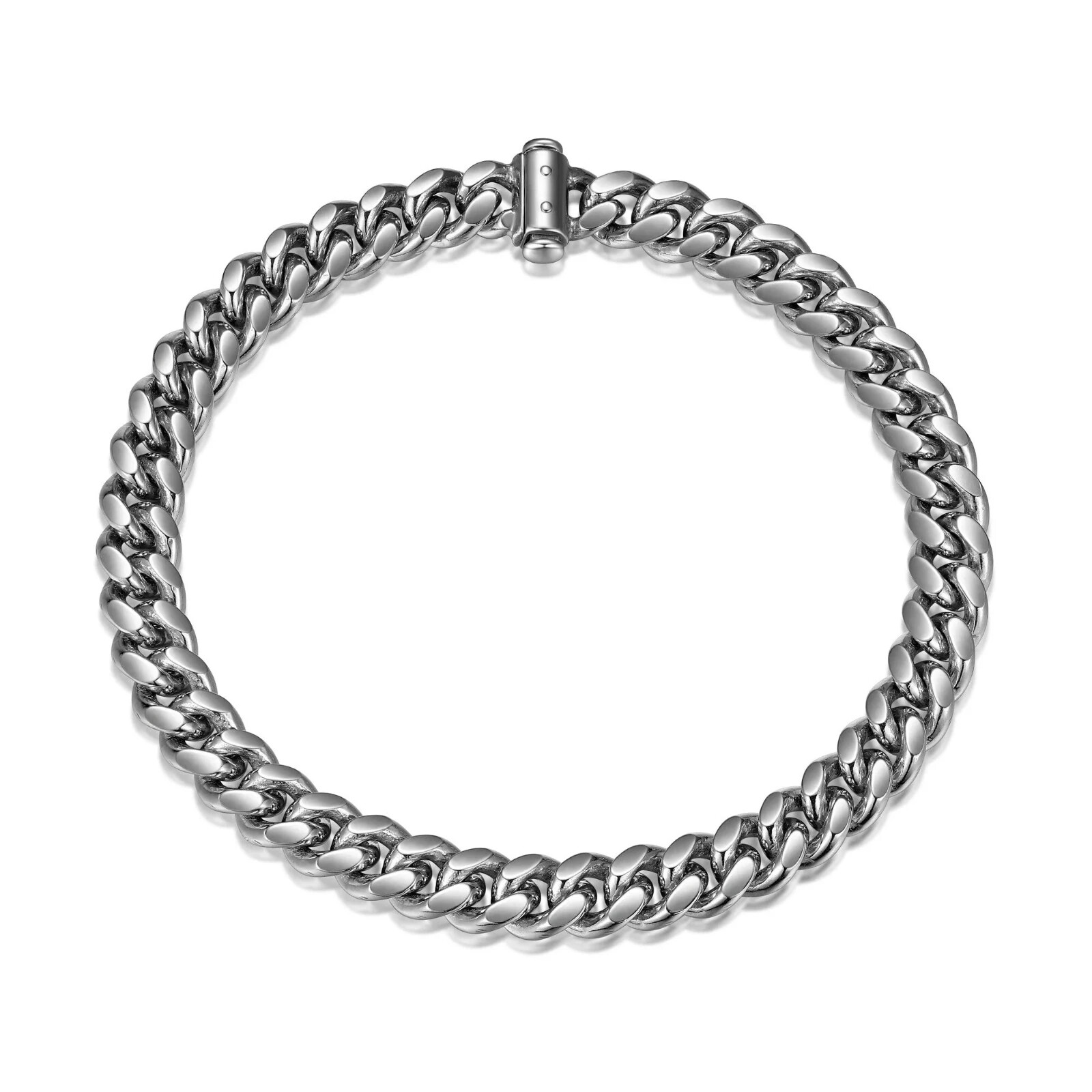 BRAND NEW Ethos Italian Chain Rhodium Plated Oval Curb Push Lock Bracelet UB32