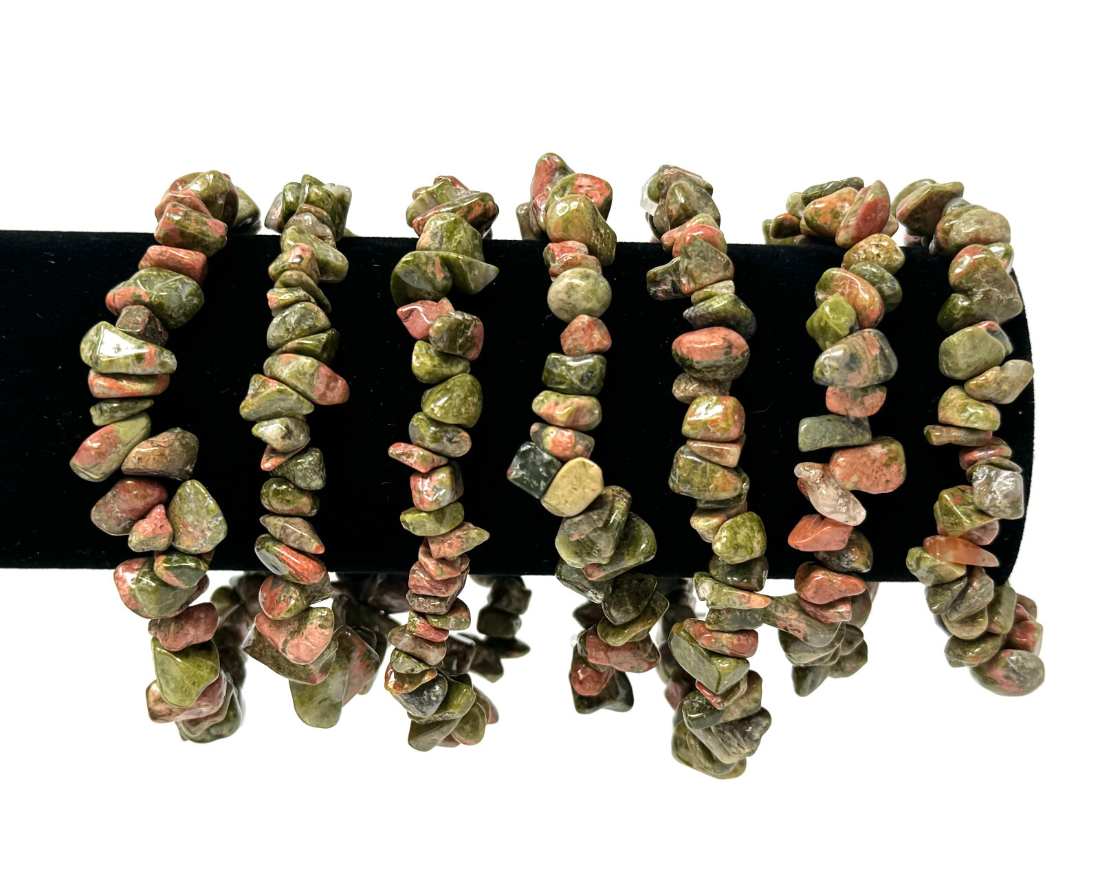 Unakite Chip Bracelet, Stretch: Raw Natural Unakite Crystals (US SELLER)