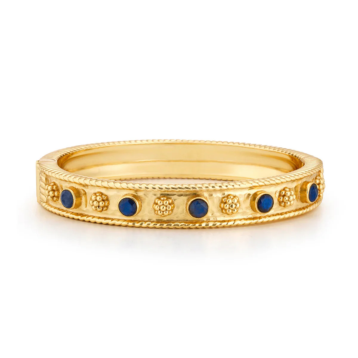 Brass Yellow Gold Plated Labradorite Berry Gem Classic Hinged Bangle