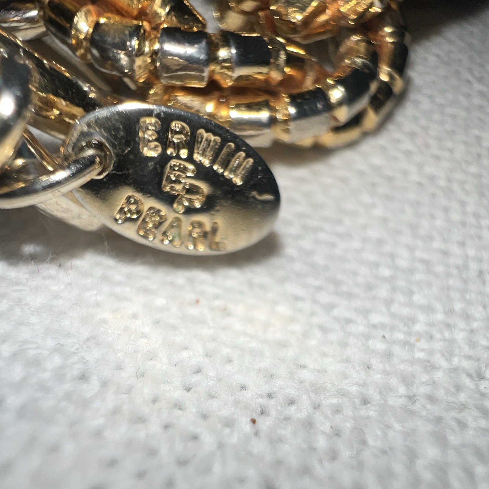 Erwin Pearl vintage signed gold Tone Metal Oval Link Chain Bracelet