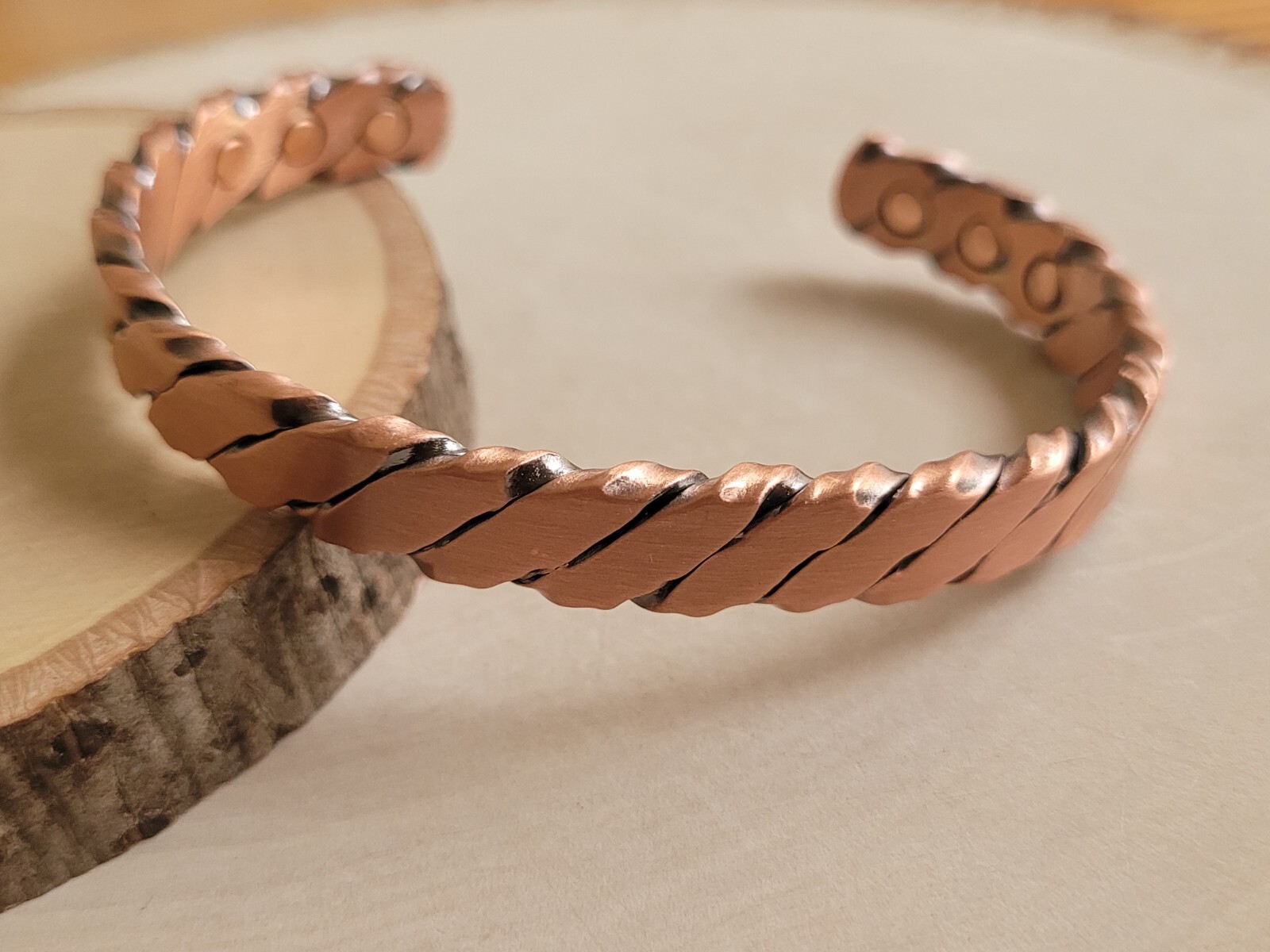 2 Pack Matte Pure Copper Magnetic Bracelet Arthritis Pain Therapy Twist Cuff