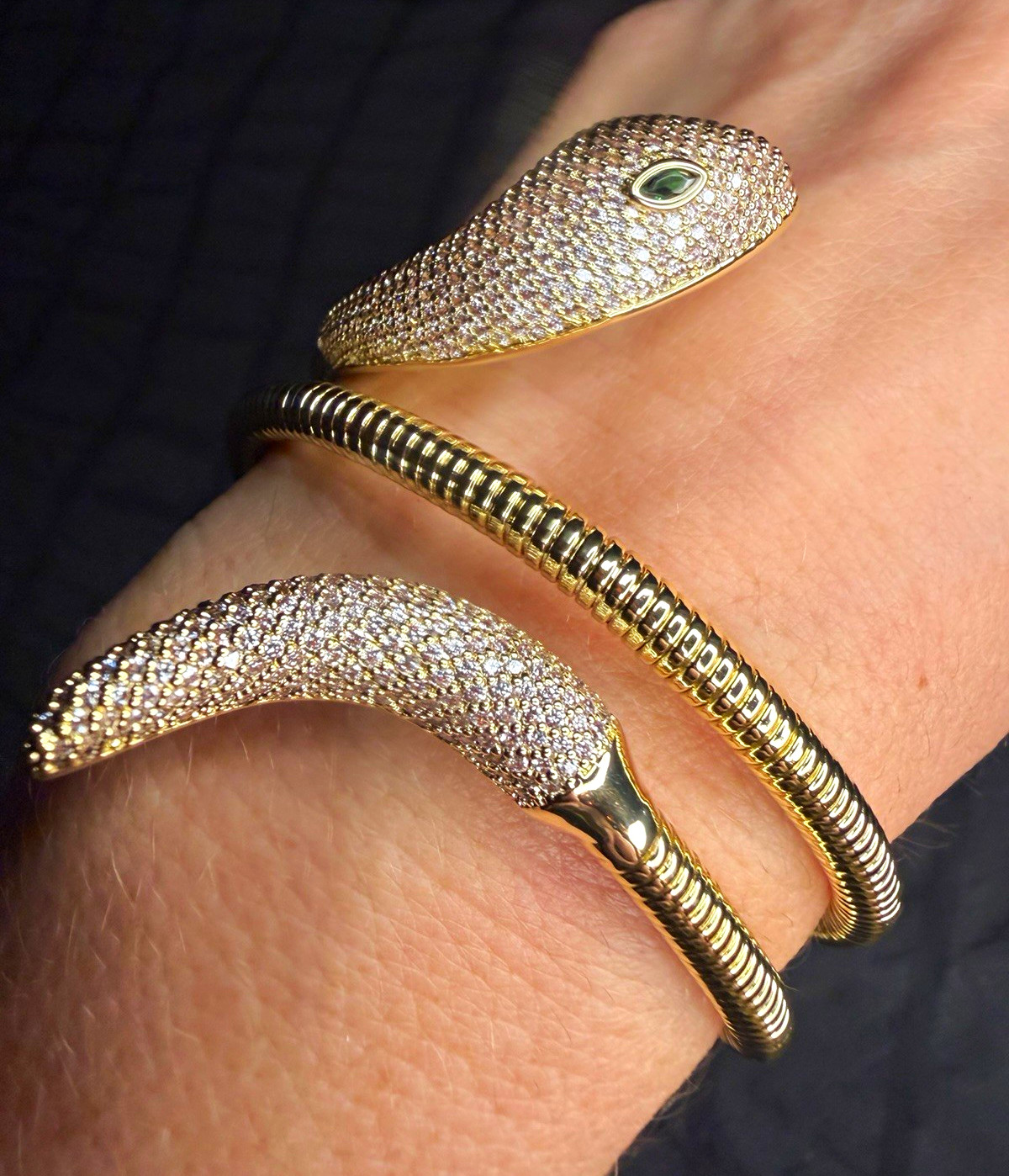 Gold Filled AAA CZ Snake Wrap Bracelet – Adjustable