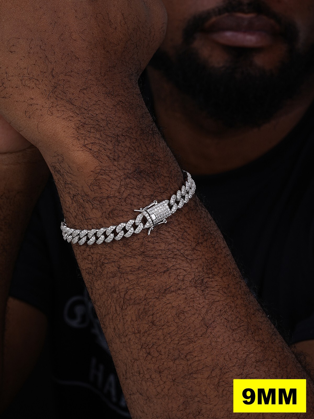 Real Miami Cuban Link Bracelet Iced MOISSANITE Out Solid 925 Sterling Silver ICY