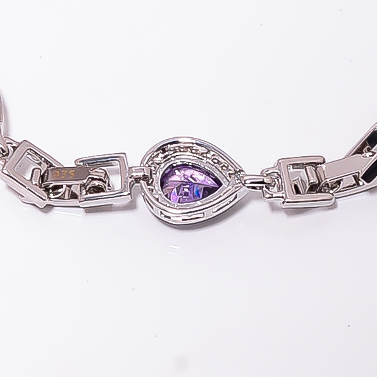 Purple Amethyst, CZ 925 Sterling Silver Adjustable Bracelet 7-8″ B140924