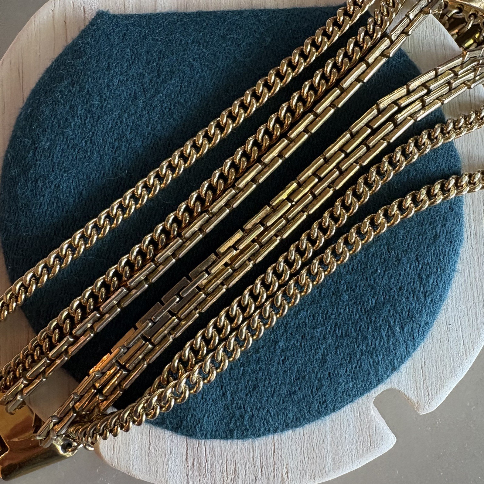VTG Monet Gold Tone Multiple Chain Bracelet 7.5”