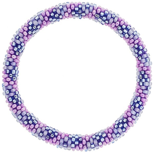 Aid Through Trade Roll-On® Bracelet “Periwinkle Parade” Glass Bead Made in Nepal