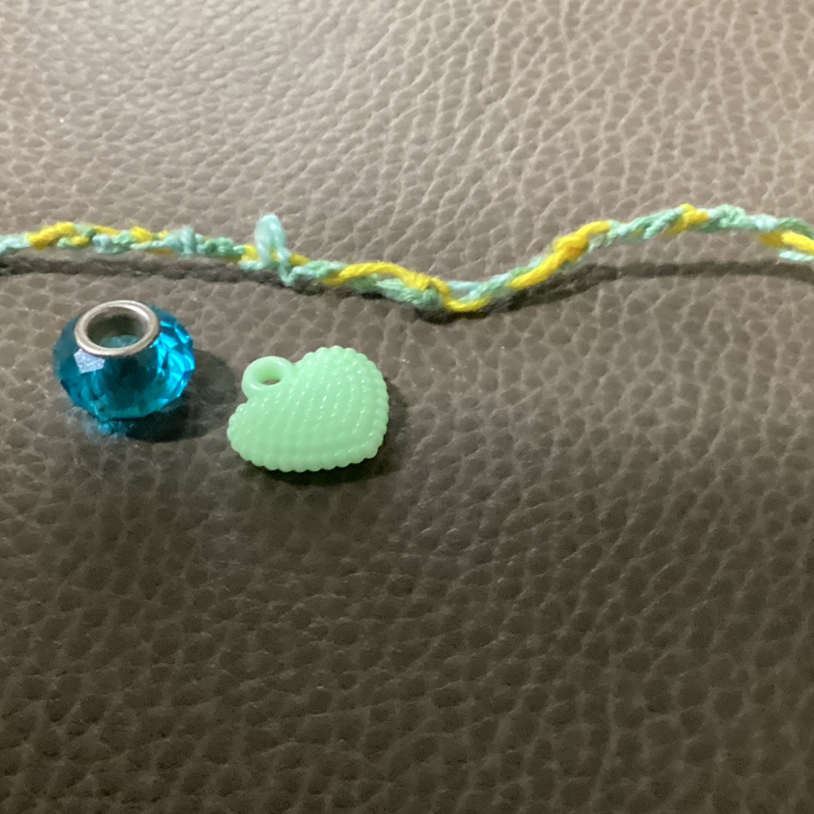 Multicolor Braided Cord Charm Bracelet Adjustable Tie Closure Heart Dangle