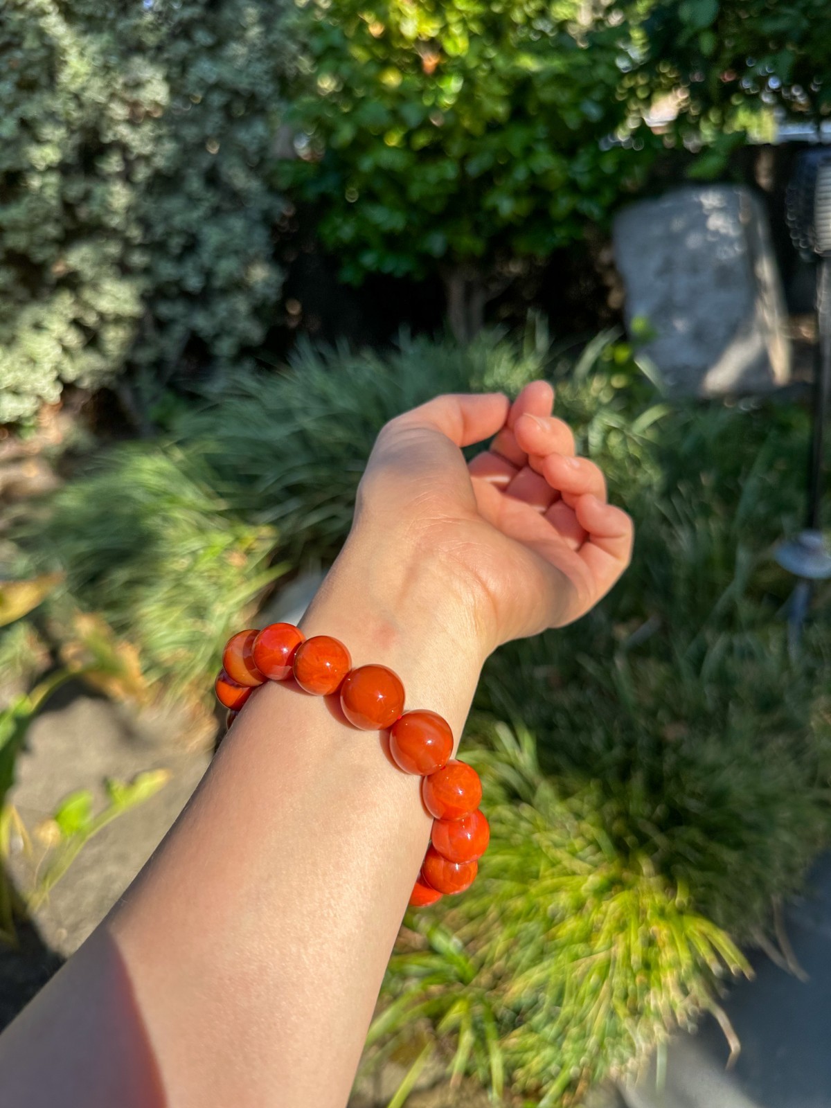 14-15mm High Grade Red Nanhong Agate Beaded Bracelet | 南红手串