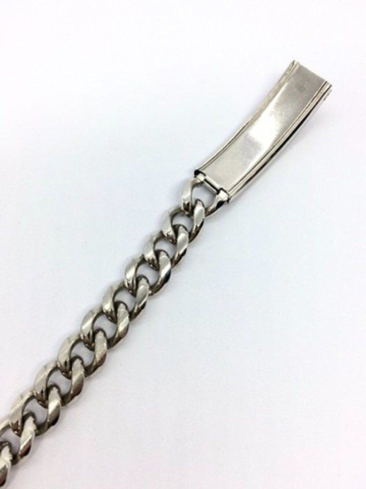 VINTAGE ID BRACELET Slver Tone Curb Chain Randy Name Plate 8 Inch Mens