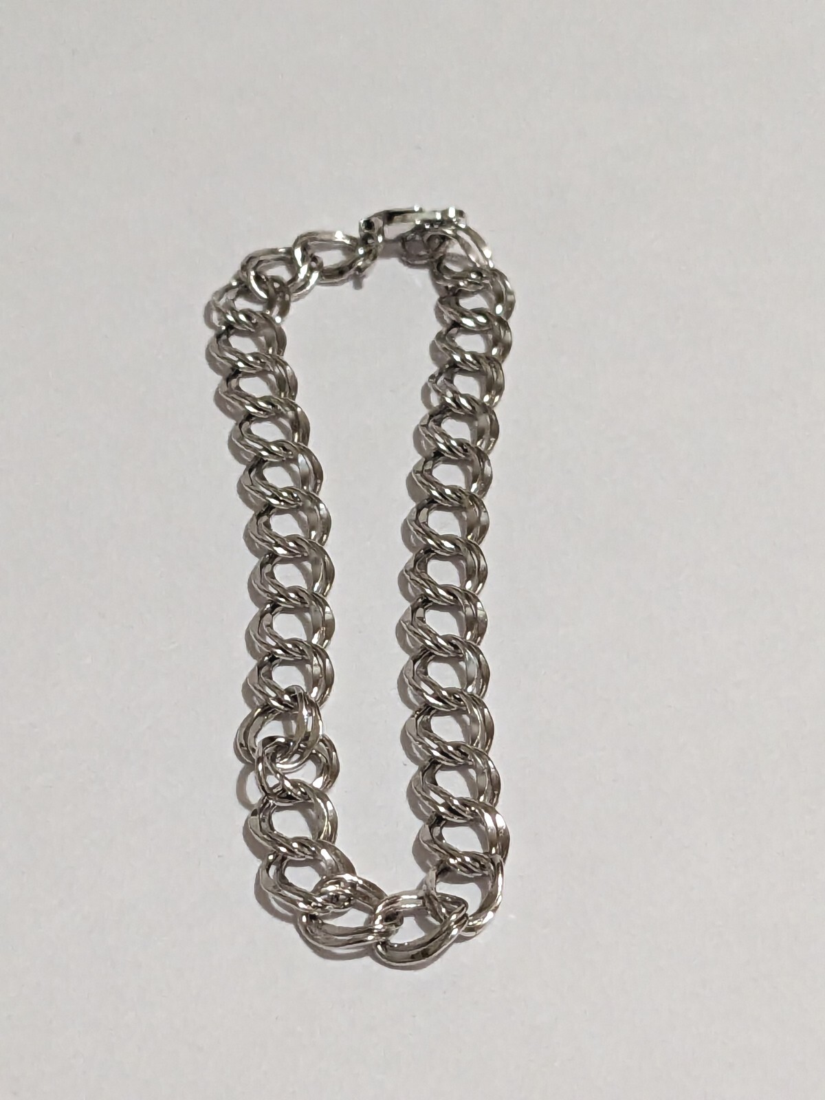 Silver Tone Double Oval Link Chain Bracelet. Modern. Minimalist. 7.5″.
