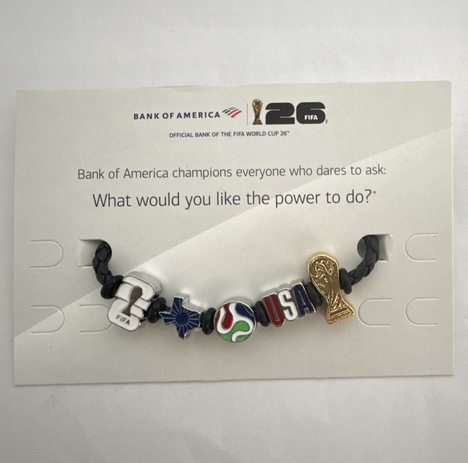 BANK OF AMERICA FIFA World Cup 2026 USA Bead Charm Braided Cord Bracelet