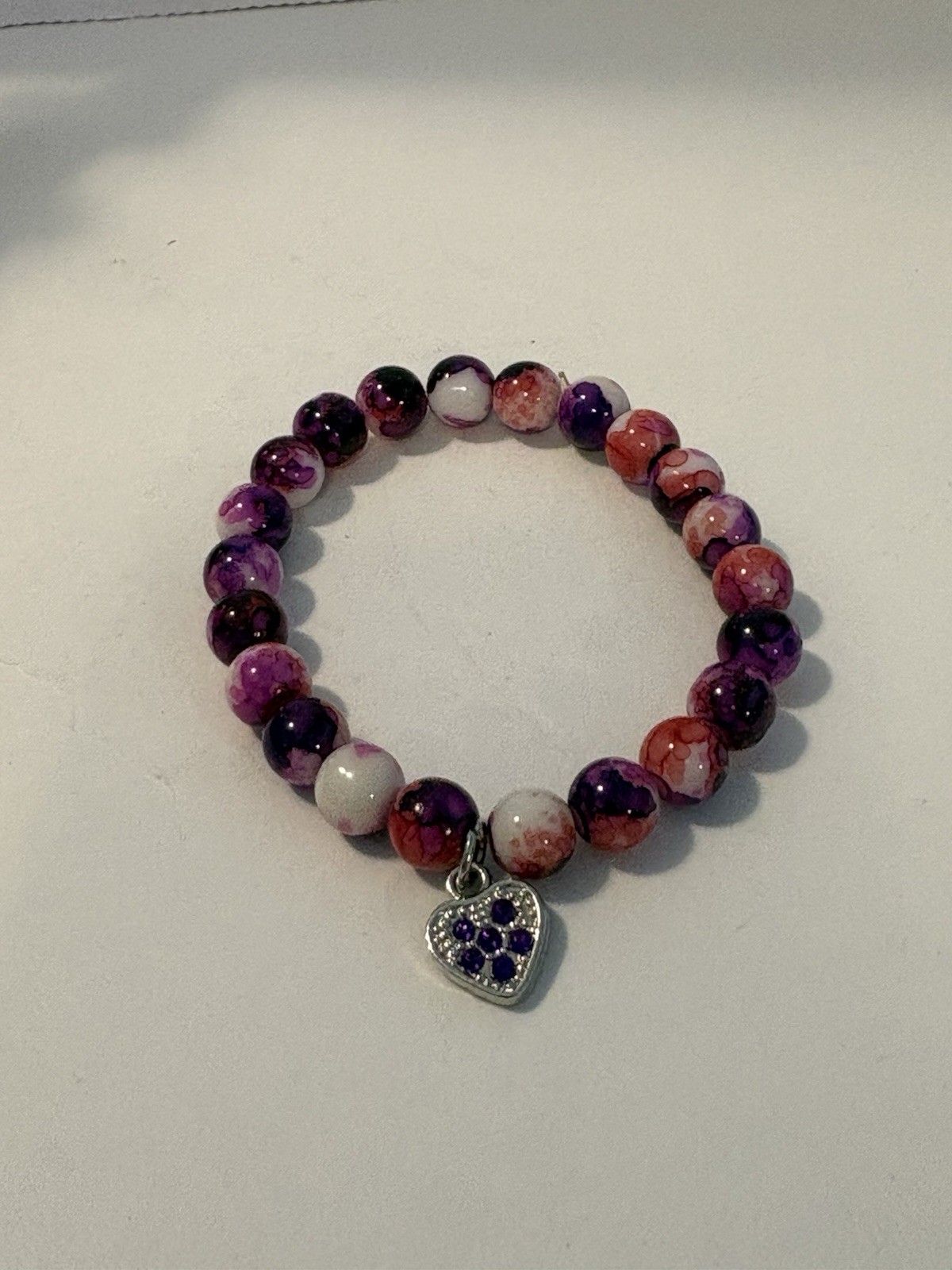 Heart Charm Bracelet Beaded Bracelet Stretch Bracelet Women Jewelry Birthday