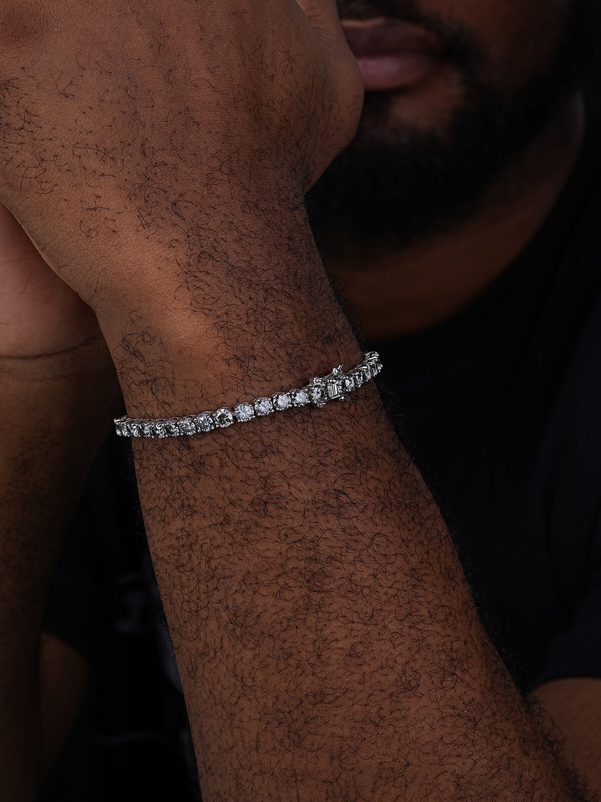 Real Iced Blue Gray MOISSANITE 5mm Tennis Bracelet 925 Silver Passes Tester