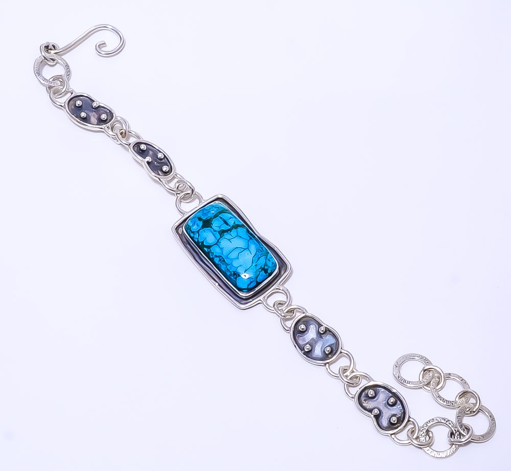 Turquoise – Kingman 925 Sterling Silver Bracelet 7.99″ B2067263, Christmas Gift