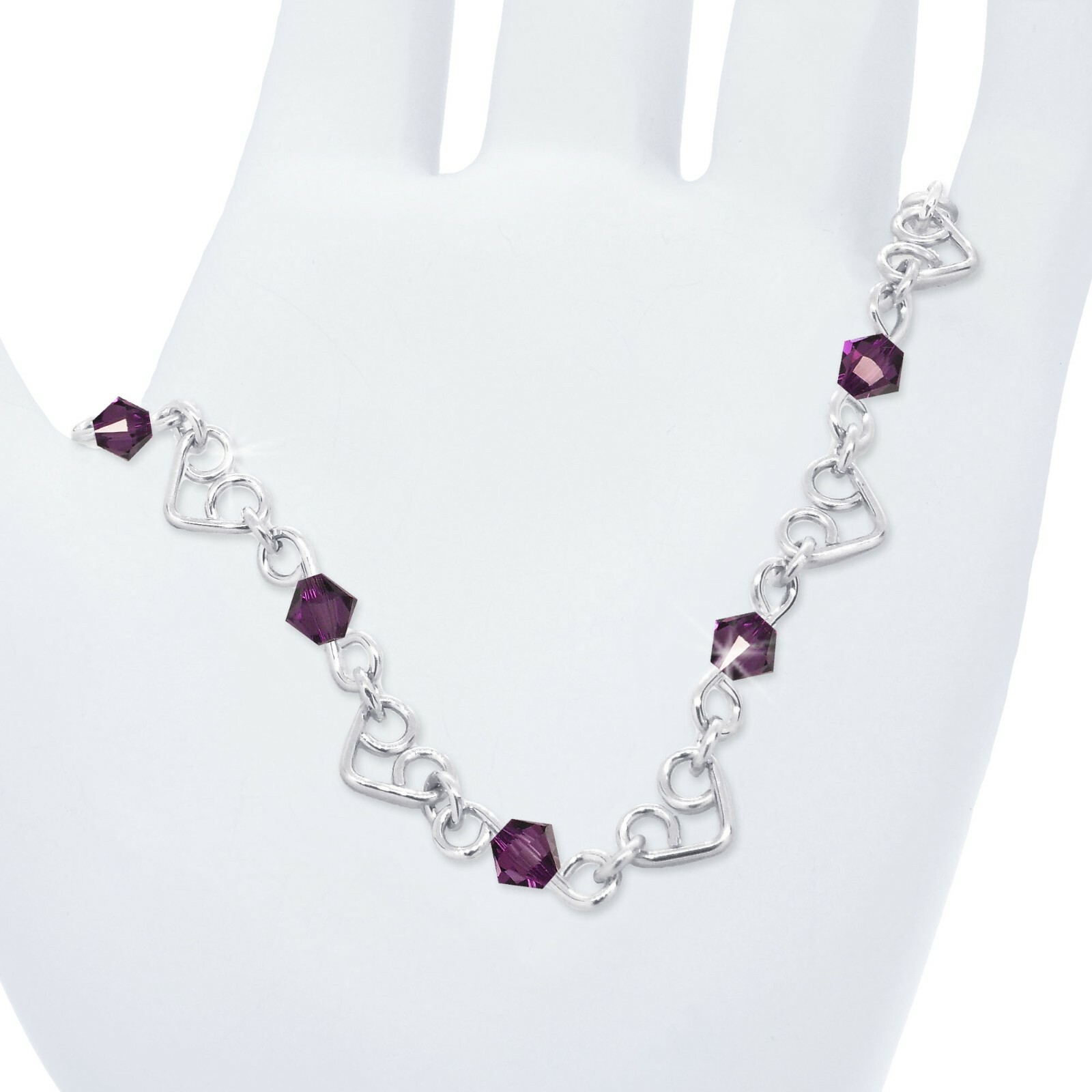 Bracelet Gold or Silver Customized Hearts & Figure 8 Links with Crystals