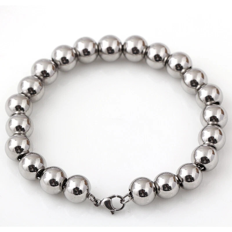 Women Men’s Silver/Gold Stainless Steel Ball Beads Chain Bracelet 7″-11″