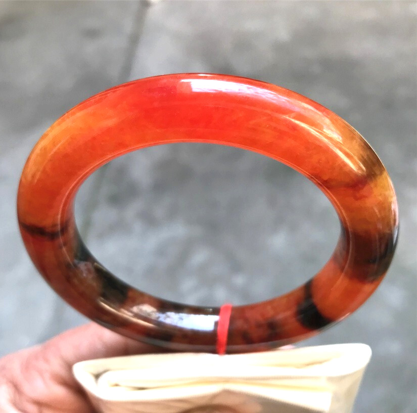 58MM Natural Icy Red Jadeite Jade Bracelet Bangle Myanmar Jade Bracelet