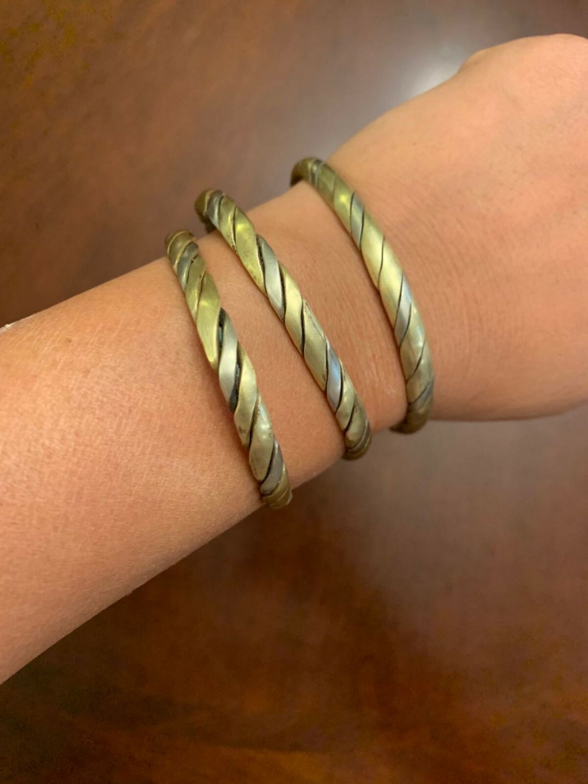Nepalis Dual Metal Twist Braided Cuff BRACELET – Handmade Bangle from Nepal NEW