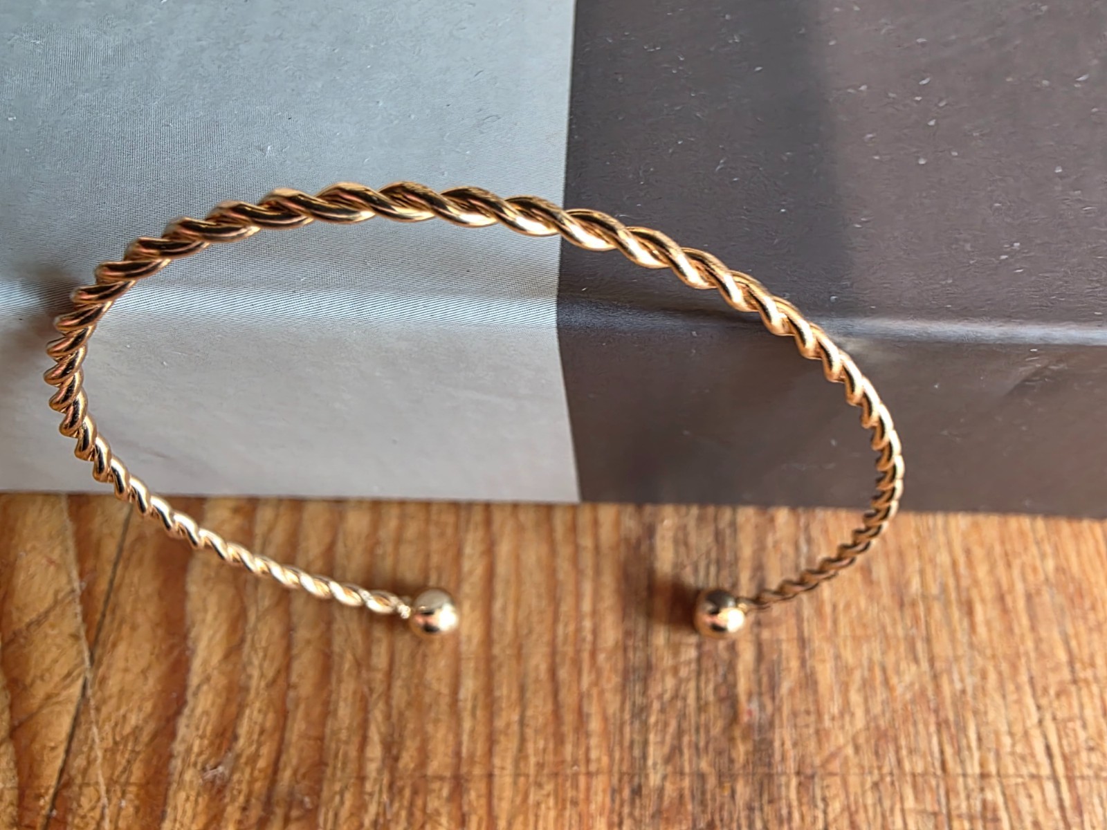Stackable Textured Open-Cuff Design Golden Bracelet New Condition