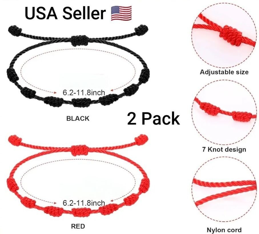 Tibetan Buddhist 2 Bracelet Lucky Handmade Braided Adjustable Knot Charm Unisex