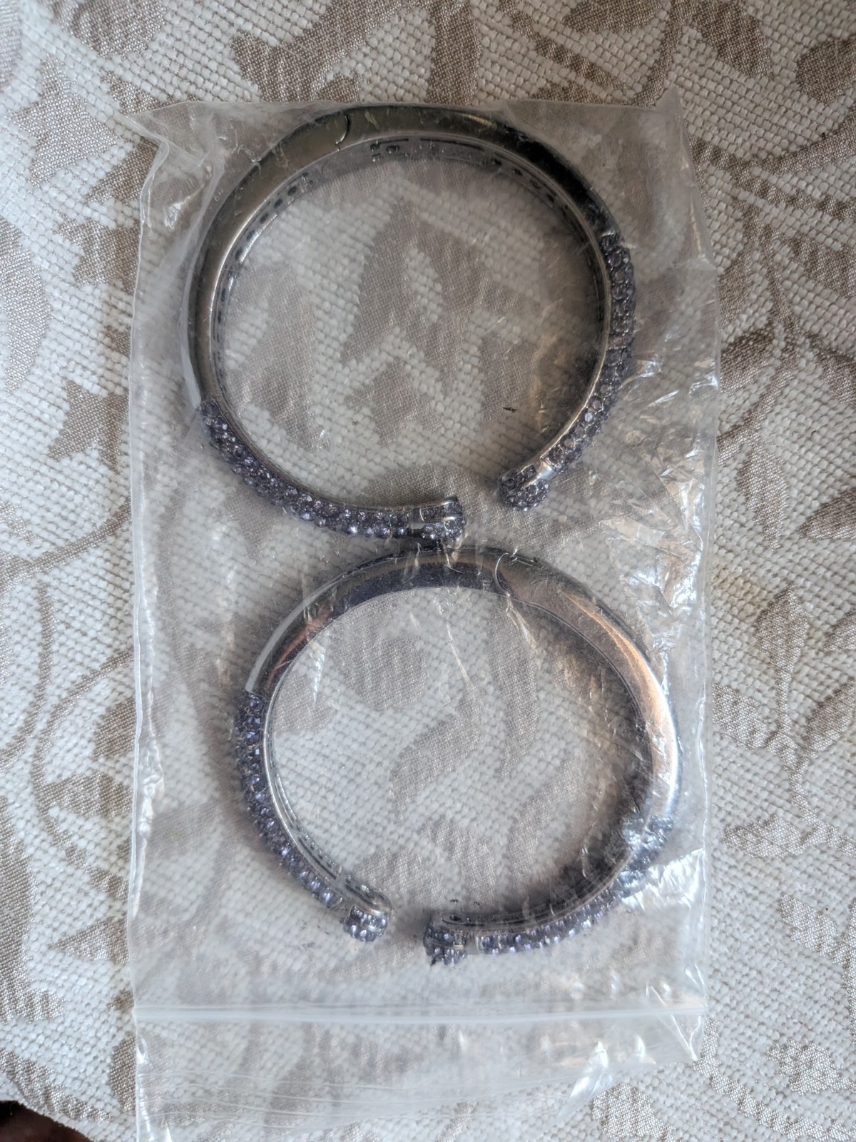 Joan Boyce HSN Kissable Micropavé Crystal Bangle Cuff Bracelets Set 2 Lavender