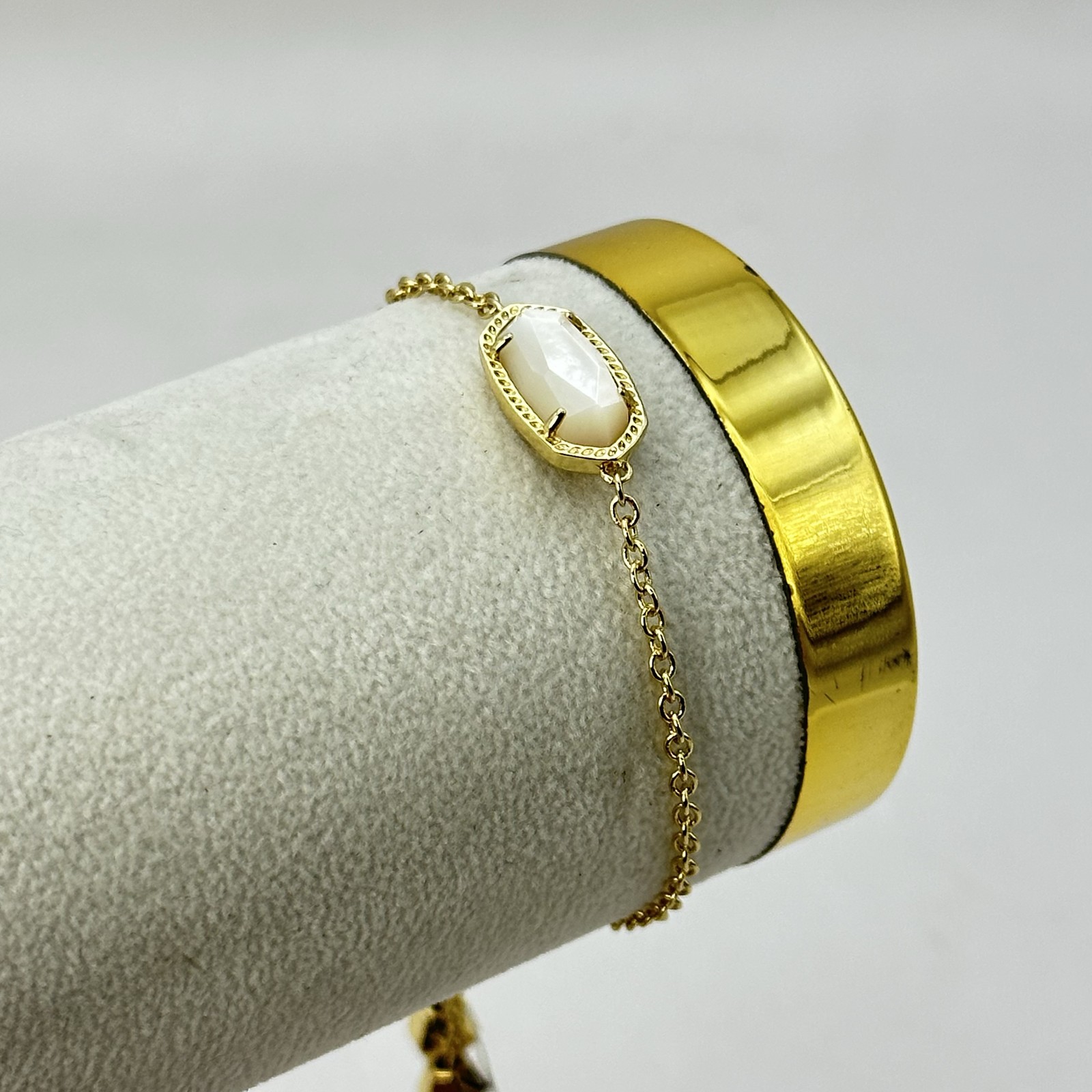 Kendra Scott Elaina Adjustable Chain Bracelet 14K Gold Plated Brass/Ivory 9″