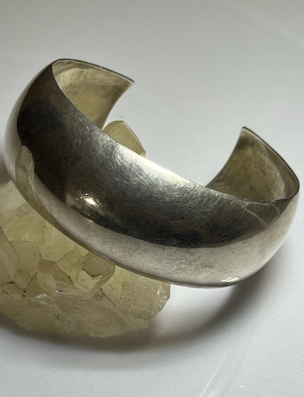 Sterling Silver Wide Domed Cuff Bracelet Stamped 925 6” Inner Malleable Used