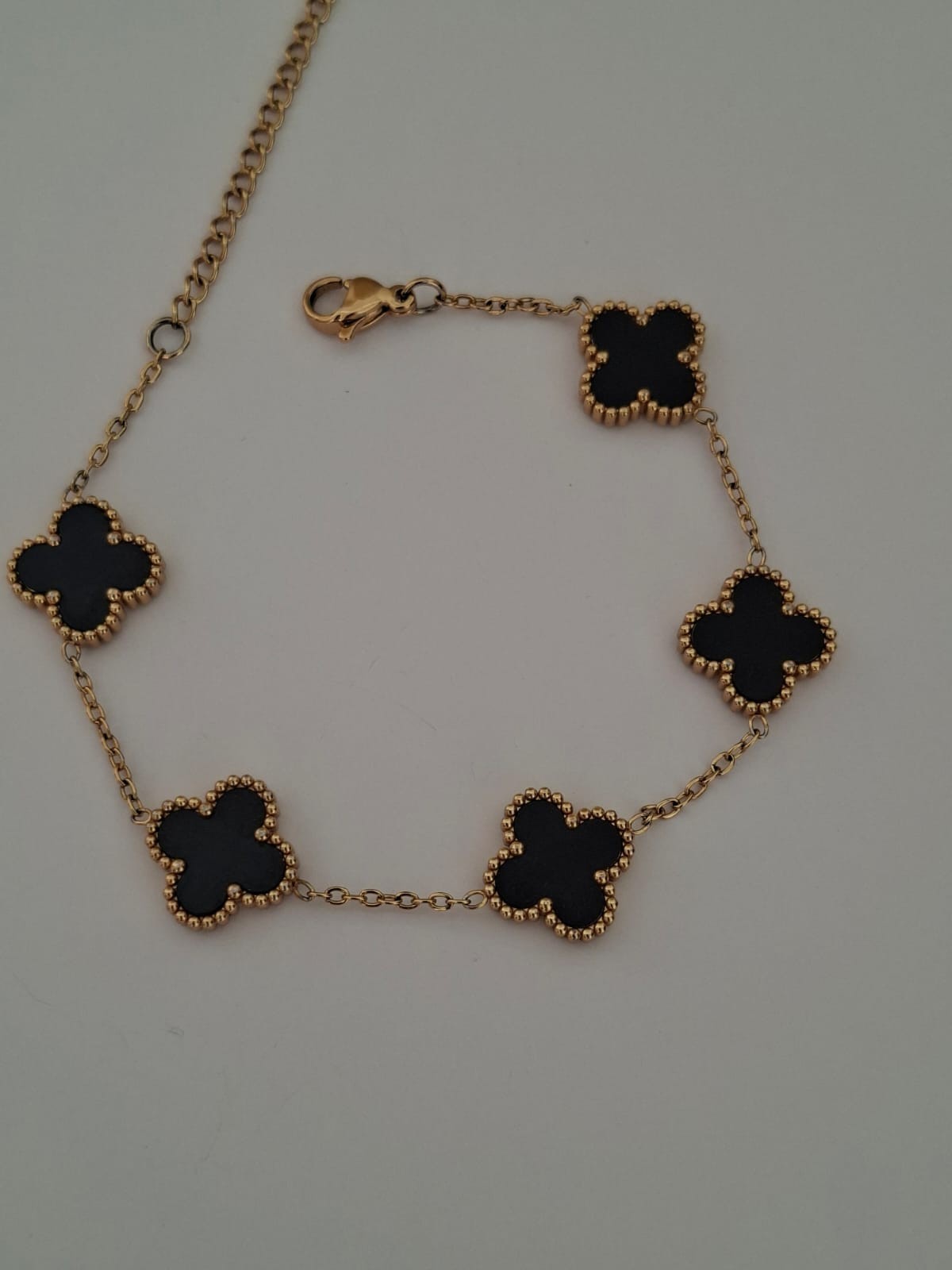 Gold Tone Black Clover Bracelet – Pre-Owend-Minor Wear