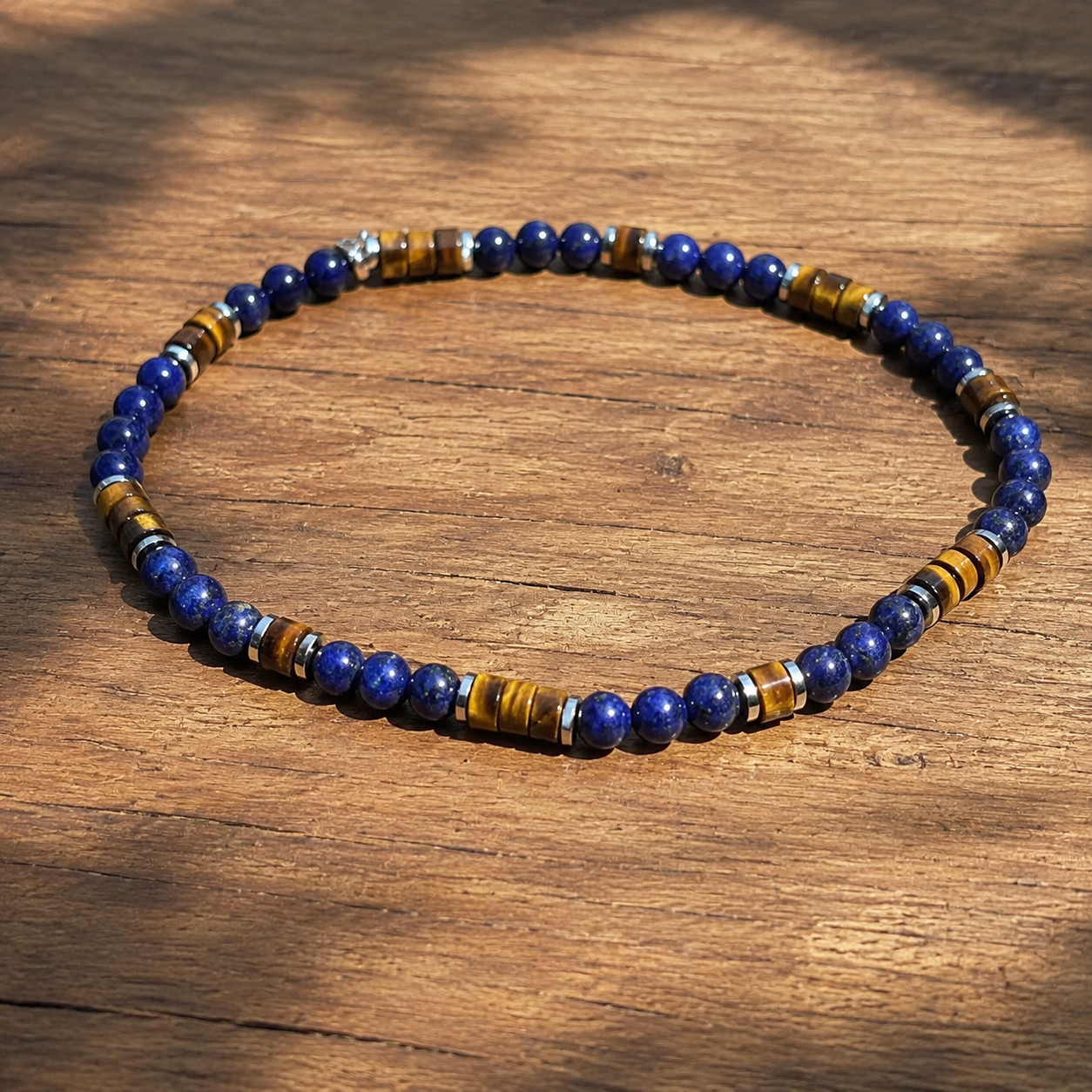 Natural Lapis Lazuli Tiger Eye Bracelet 4mm Beaded Healing Protection Bracelet