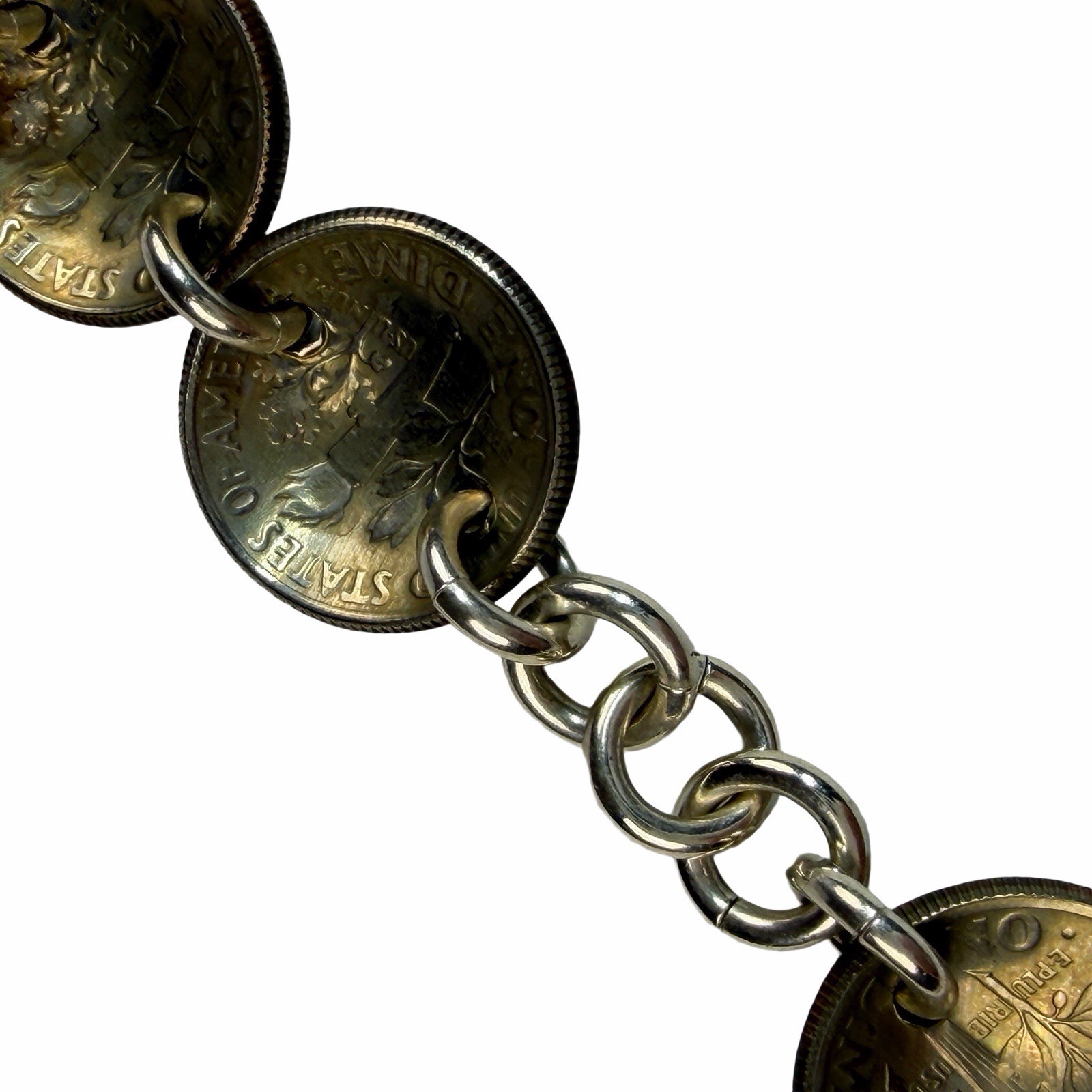 Vintage 1968 DIME US COIN BRACELET 8″